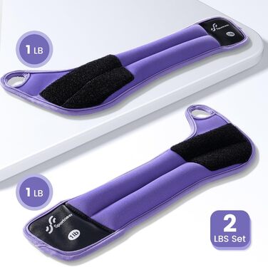 Набір манжетів для зап'ястя Sportneer (2 шт.) з петлями для великого пальця. Фітнес-ваги для рук, зап'ясть. Підходять для тренувань, бігу, фітнесу. Колір: фіолетовий