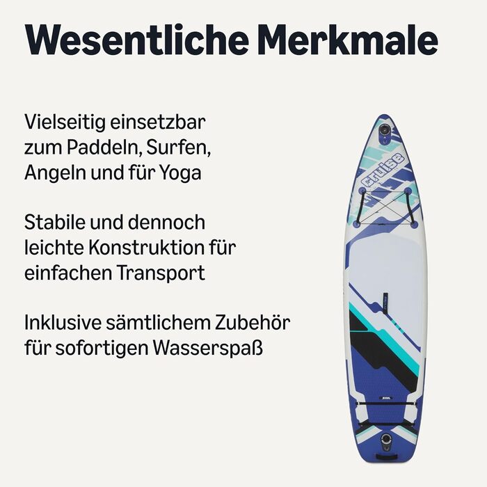 Надувний SUP-борд Amazon Basics з аксесуарами, 335 x 84 см, блакитний