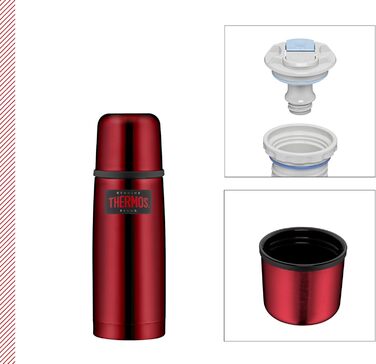 Термос із нержавіючої сталі Thermos Light & Compact 0,35 л, червоний, із чашкою, зберігає тепло 12 годин, холод 24 години, герметичний, BPA Free, можна мити в посудомийці