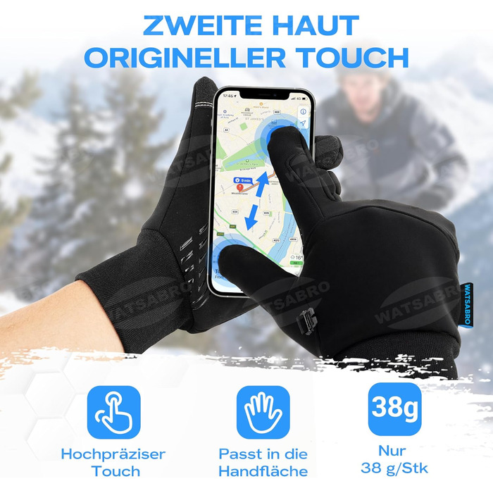 Зимові велосипедні рукавички, рукавички для бігу з сенсорним екраном та кріпленням від втрати – вітронепроникні спортивні рукавички для чоловіків та жінок для їзди на велосипеді, бігу та активного відпочинку