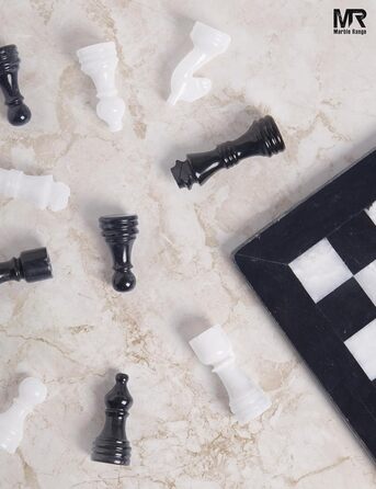 Шаховий набір з мармуру для дорослих, ручної роботи, 32 фігури, 2 додаткові королеви, коробка для зберігання, розкішна подорожна гра, елегантний подарунок для дому (чорний & корал)