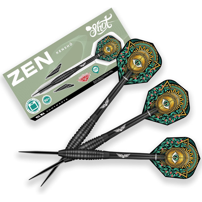 Професійні дартси Shot! Zen Kensho 24 г, 90% вольфрам, металевий наконечник, Нова Зеландія