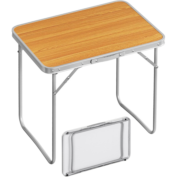 Складаний туристичний стіл Woltu для пікніка, пляжу та відпочинку на природі, 70x50x60 см (Alu & MDF)