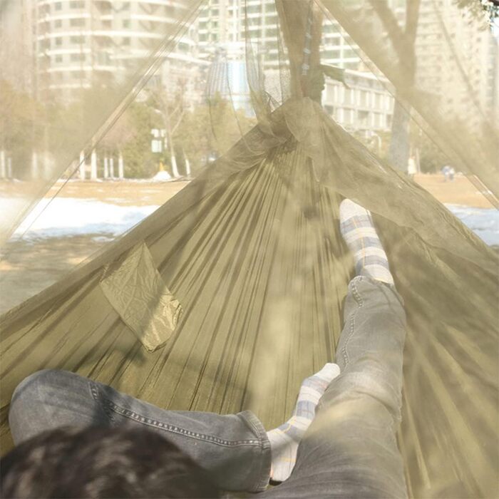Гамак з москітною сіткою та тентом, Outdoor гамак, вантажопідйомність 300 кг, набір для кемпінгу, подорожей, біваку, ультралегкий комплект 275x140 см