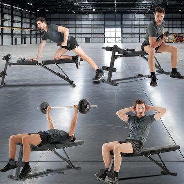 Тренажер для дому 4-в-1: лавка для жиму з регульованою спинкою та фіксатором для ніг, до 150 кг