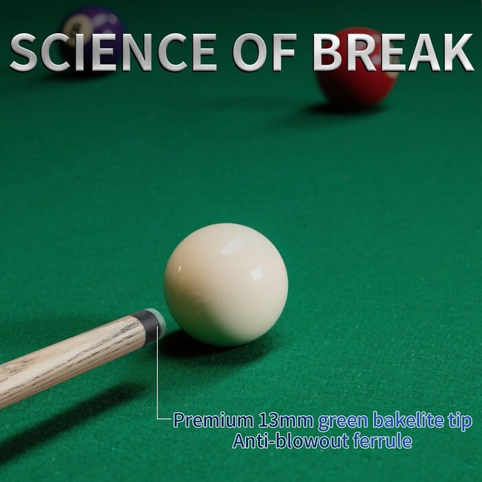 Біліардний кий Horse з наконечниками 13 мм, 147 см, з рукавичками та крейдою. Дерев'яний кий для більярду для дорослих. Стильний дизайн, вага 540/600 г