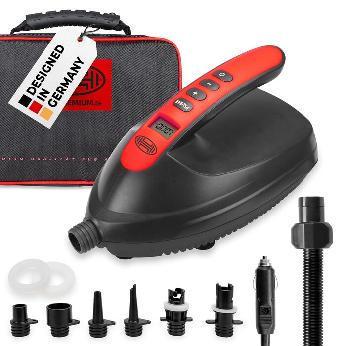 Електричний повітряний компресор HEYNER® SUP 16 PSI для відпочинку та активного відпочинку на природі (12V, KFZ)