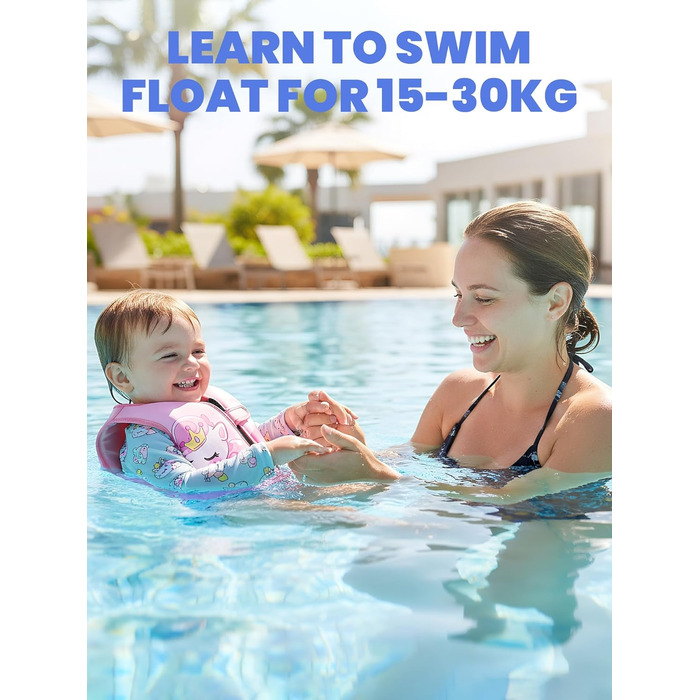 Спасальний жилет для плавання Gogokids 15-30 кг, для навчання плаванню, рожевий S (1-3 роки)