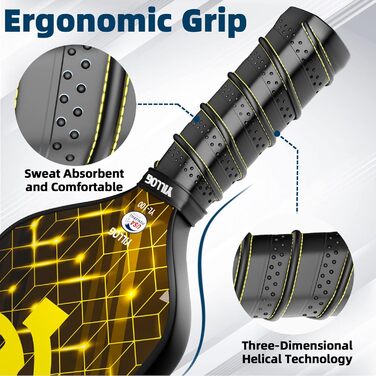 Набір для піклболу: 4 ракетки з фібергласовою поверхнею, 4 м'ячі, 4 рушники, сумка, схвалено USAPA