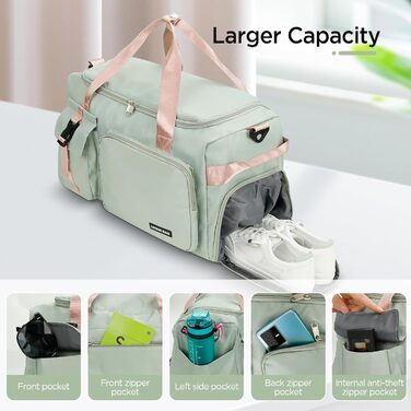 Спортивна сумка Cozary 42L: водонепроникна, з відділенням для взуття та мокрих речей, ідеальна для тренувань, подорожей та бізнесу (зелена)