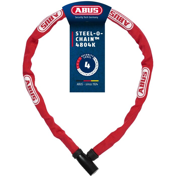 Ланцюговий замок для велосипеда ABUS Steel-O-Chain 4804K, спеціальна сталь, рівень безпеки 4, червоний, 75 см