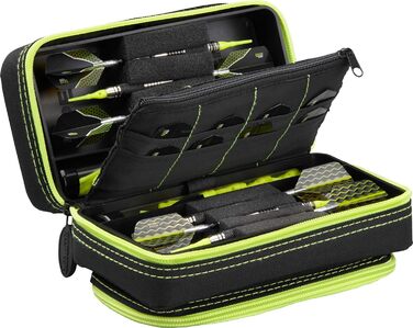 Casemaster Plazma Pro чохол для 6 дротиків (м'які та сталеві), велика передня кишеня для смартфону, зберігання для оперення та наконечників, жовтий