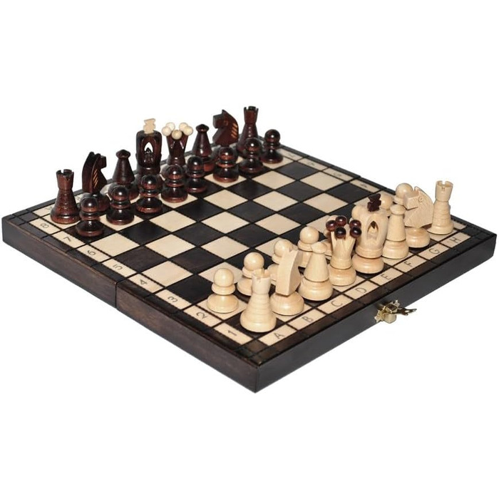 Шахи KÖNIG KLEIN 30x30 см, дерев'яна складна шахова дошка, високоякісний набір для дорослих, дорожня гра
