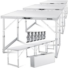 KESSER® Багатофункціональний стіл Profi 3-частини 100x60 см, білий - розкладний стіл для дому, ярмарку, кемпінгу, з навантаженням до 90 кг