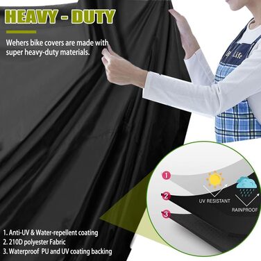 Водонепроникний чохол для велосипеда з щільного оксфордського полотна з кільцями для замка, ПУ-покриття, 200 x 110 x 90CM, з сумкою для зберігання, для зовнішнього використання