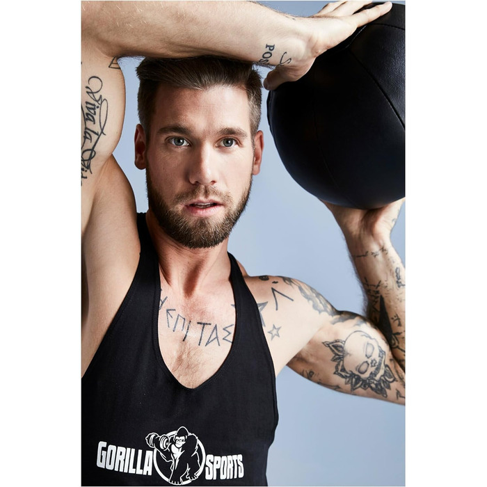 Медичний м'яч зі шкіри GORILLA SPORTS 1 кг, 29 см, чорний – для фітнесу, тренувань, набору м'язів