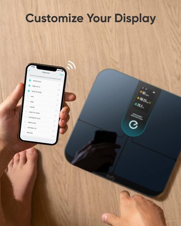 Розумні ваги eufy by Anker P3 з Wi-Fi, 3D-моделлю тіла, аналізом складу, 16 показниками, вимірюванням пульсу, BMI, Bluetooth, додатком