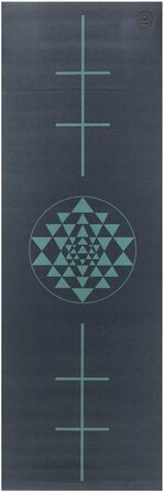 Йога мат Bodhi Leela Collection | Нековзна спортивна мат | Безпечна та миюча мат | PVC мат для йоги, пілатесу та гімнастики Yantra/Alignment, темно-синій