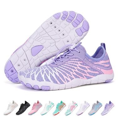 RUYI Взуття для пішоходів без шкарпеток унісекс, швидковисихаюче, для плавання, м'яке, легке, трейлові кросівки, фітнес-взуття з антиковзкою підошвою та широкою передньою частиною, A09, фіолетовий, 40 EU