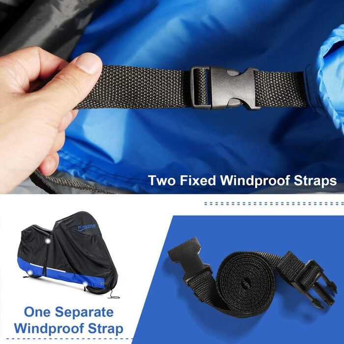 Водонепроникний чохол для мотоцикла Kayme 300D, захист від дощу та пилу, універсальний, чорно-синій, XL (275 см)