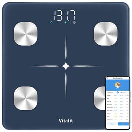 Ваги підлогові Vitafit з Bluetooth, аналізатор складу тіла (жир, м'язи, BMI), до 180 кг, висока точність, блакитні