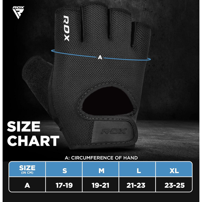 Фитнес рукавички RDX для чоловіків та жінок, рукавички для тренувань, силових вправ, з антиковзким покриттям та захистом зап'ястя, для залу, бодібілдингу, HIIT, підняття ваги, чорні, XL