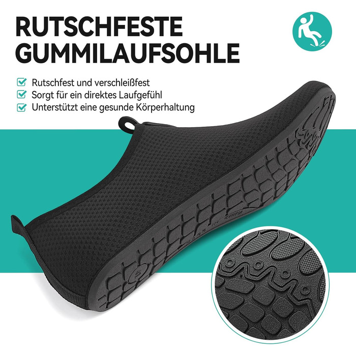 Аквашузи для плавання та відпочинку на пляжі: чоловічі та жіночі, швидковисихаючі, з антиковзаючою підошвою, для йоги та басейну, розмір 35-47 EU (46 EU, 803 Чорний)