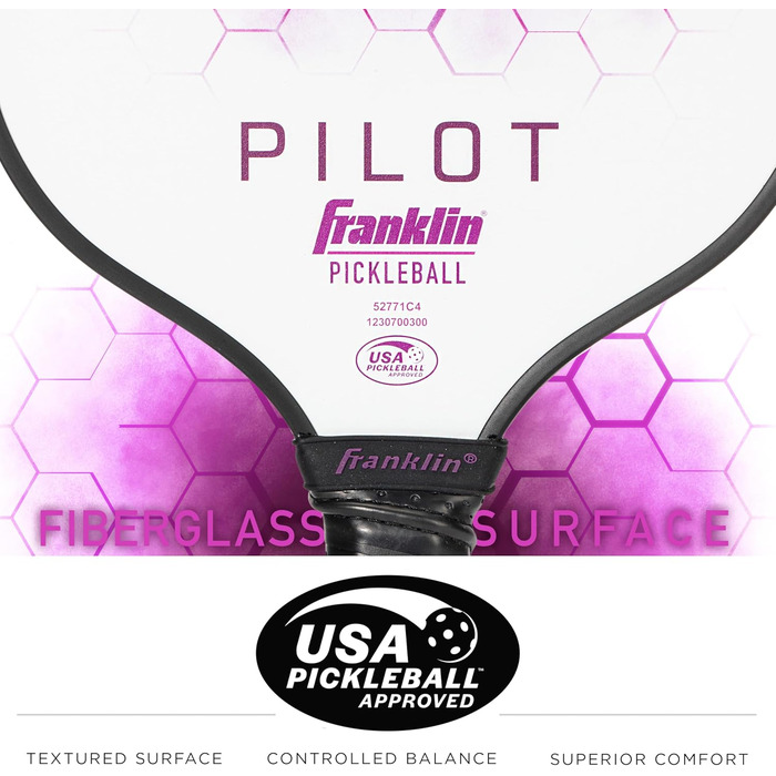 Падл для піклболу Franklin Sports Paddle Pilot 10 мм, білий/фіолетовий, універсальний розмір
