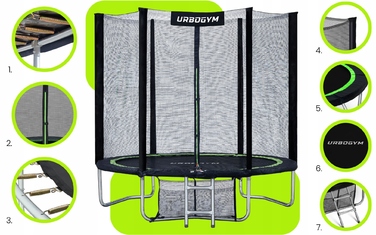 Батут із сіткою Urbogym 252 см FT 8 (244-252 см)