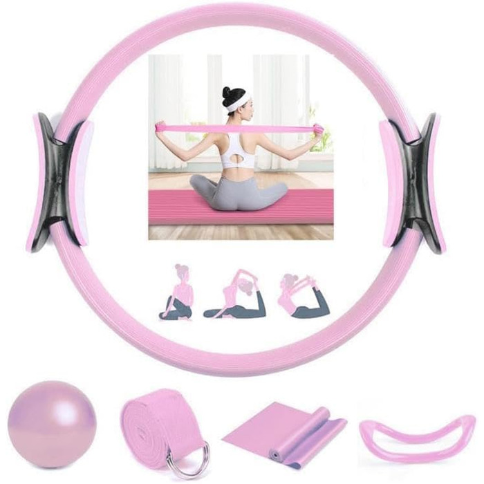 Набір для пілатесу Better Me: кільце та м'яч для дому, рожевий. Для ніг, рук та стегон, допомогає у схудненні.