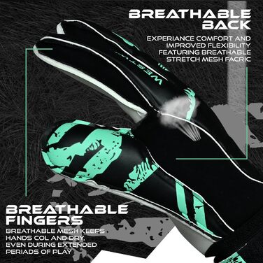 Воротарські рукавички WESTWOOD FOX Fingersave для дітей та підлітків, розмір 6, DumboLatex 4+3 мм, чорно-ціанові