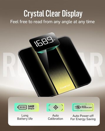 Електронні ваги RunStar з LED-дисплеєм, точність 180 кг, скло 6 мм