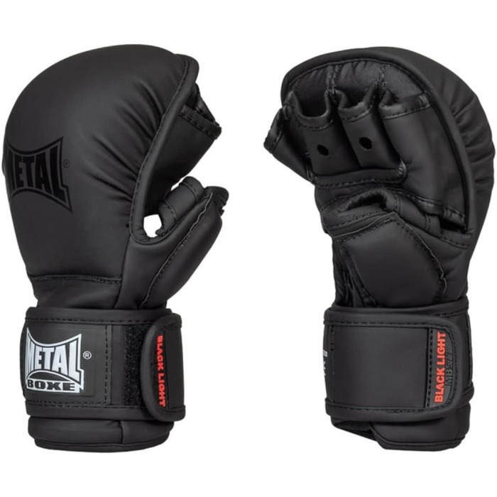 MMA рукавички METAL BOXE для тренувань з великим пальцем, чорні, XS