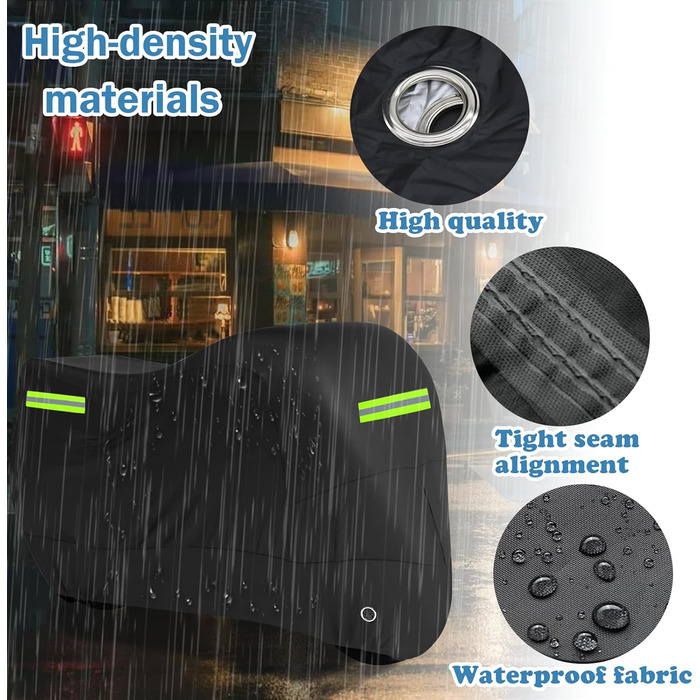 Захисний чохол для мотоцикла Motorrad з відбиваючими смугами, чорний, 245x105x125 см