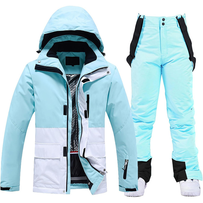 Комплект гірськолижний (куртка та штани) від ALSOGO: водонепроникний, знімний капюшон, для катання на лижах та сноуборді (XXL, TY133BluW, блакитний)