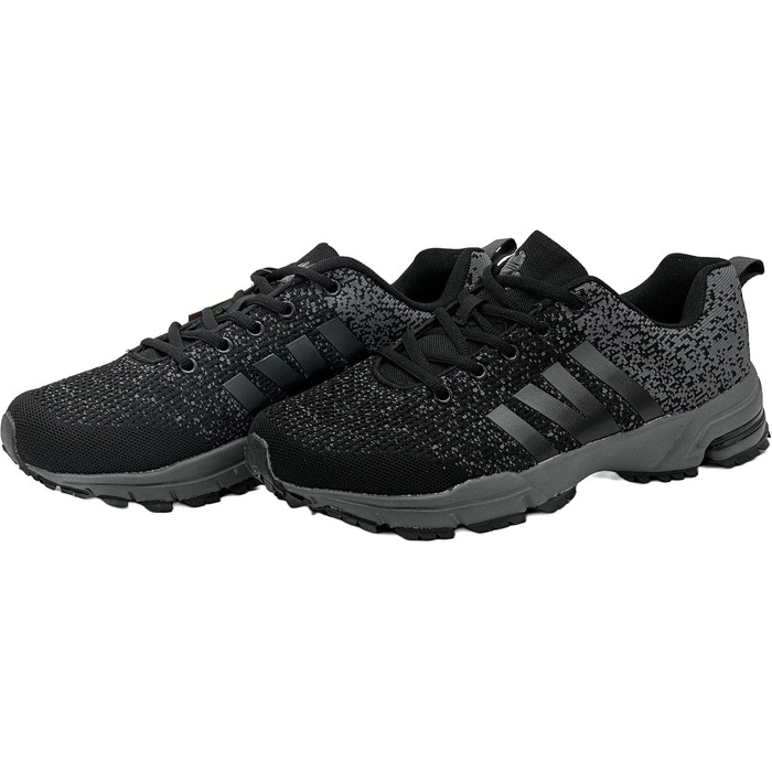 Чоловічі та жіночі кросівки для бігу та спорту, повсякденне взуття, outdoor, великі розміри (43 EU, чорний, темно-сірий)