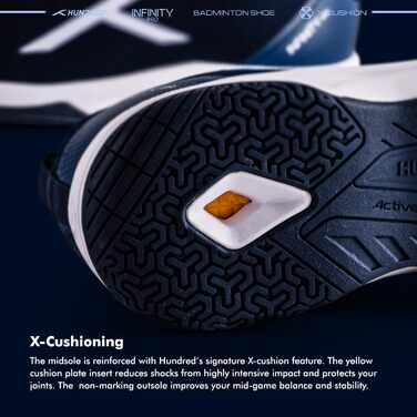 Бадмінтонні кросівки HUNDRED Infinity Pro для чоловіків | Дихаюча сітка та поліестер | Для бадмінтону, тенісу, сквошу, настільного тенісу, баскетболу та падел-тенісу (Синій/Білий, 42 EU)