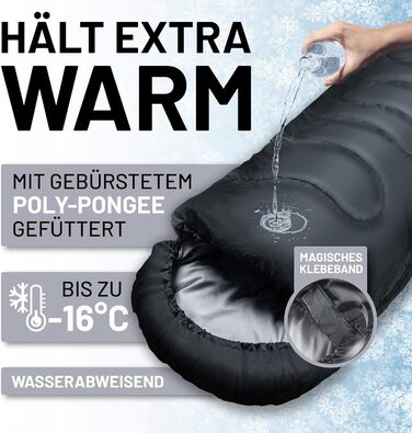 Сплячий мішок 3-4 сезони (360GSM / 2кг), водовідштовхуючий, придатний для прання, ковдровий спальний мішок для відпочинку на природі та вдома, кемпінгу, подорожей, трекінгу - ідеальний компаньйон для активного відпочинку