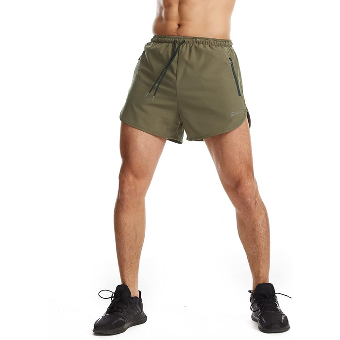 Шорти спортивні чоловічі Suwangi, короткі, швидковисихючі, з внутрішньою сіткою, спортивні штани з кишенею (S, Зелений)