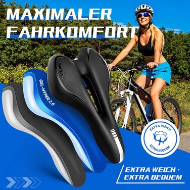 Зручний велосипедний сідло з гелевою подушкою: ергономічний, водонепроникний, амортизуючий, дихаючий для чоловіків та жінок. Підходить для MTB, шосе, city, електровелосипедів