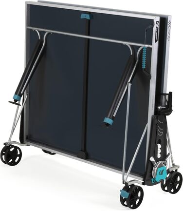 Стіл для настільного тенісу Cornilleau 400X для вулиці, складаний, вологостійкий, міцний, на колесах, меламінова плита 5 мм, синій або сірий