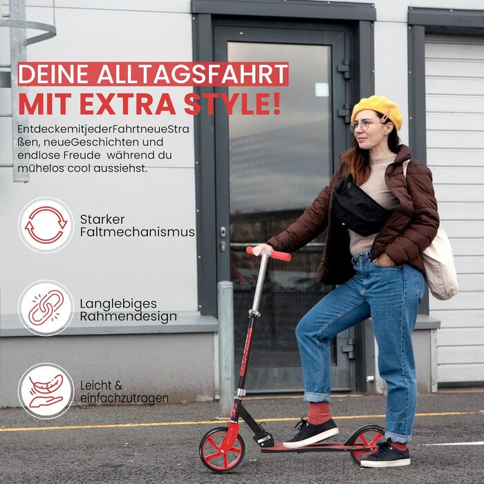 Дитячий ролер Habib Kickroller: складний, регулювання висоти 4 ступені, XXL колеса, до 80 кг, для міста