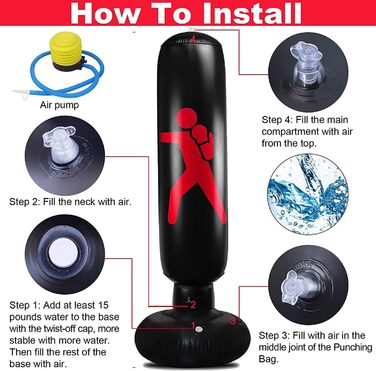 Надувний боксерський мішок Yuehuamech, самостійна підставка, для кікбоксингу, карате, тхеквондо, ММА, бодібілдингу