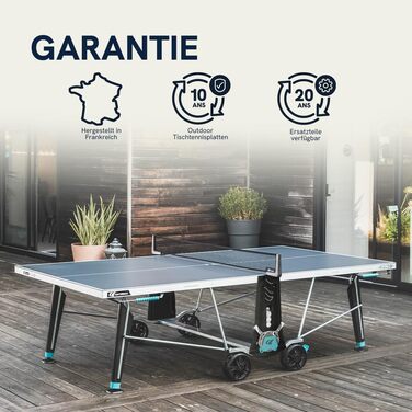 Стіл для тенісу Cornilleau 400X: складаний, вуличний, стійкий до погодних умов, блакитний/сірий, з меламіновою плитою 5 мм