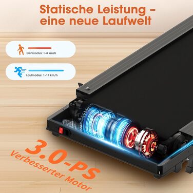 Walking Pad VANNECT: компактний біговий тренажер для дому з регулюванням нахилу, LED-дисплеєм, пультом керування, потужністю 3.0HP та вагою до 180 кг (чорний)