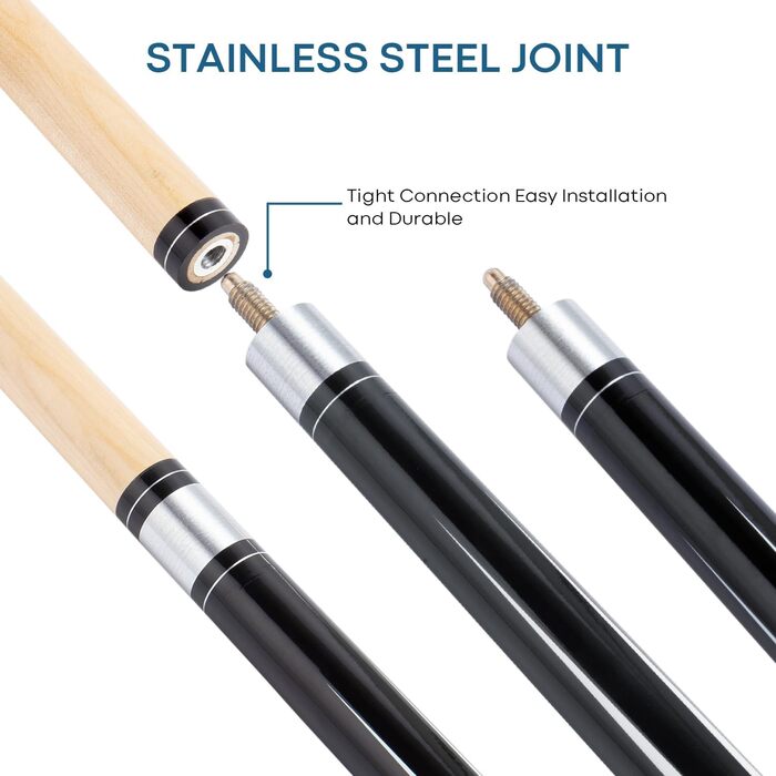 Більярдний кий 1/2 Maple Queue Sticks Pool Cue, 20 oz (580 г) з наконечником 13mm, чорний або білий колір. Підходить для чоловіків та жінок.