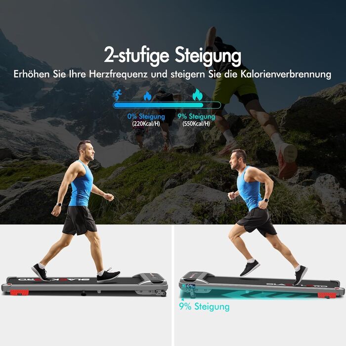 Електричний біговий тренажер BLACK LORD MS2 схил 9%, 3.2 PS, 4-в-1, для дому та офісу, 12 програм, динамік, 140 кг