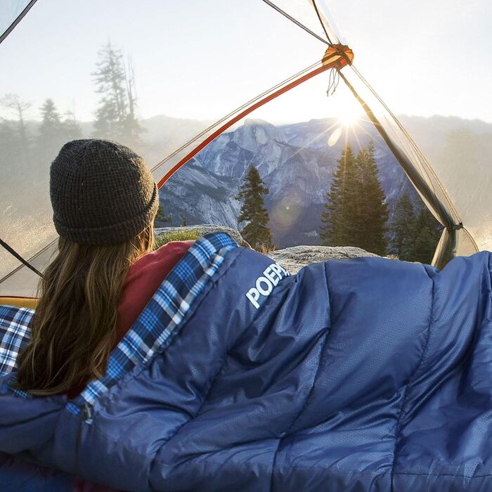 Сплячий мішок XXL для дорослих Outdoor 3-4 сезони, фланелевий, для кемпінгу, зимовий, з сумкою, водонепроникний, теплий, 230x90 см, блакитний