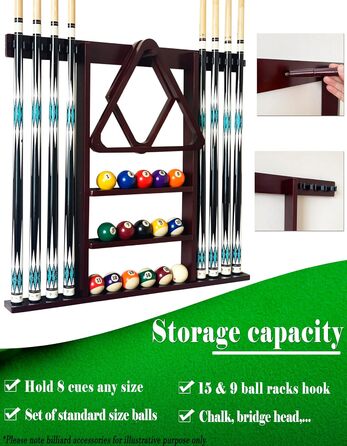 Стійка для київ (біліардних київ) на 8 київ з масиву магогону