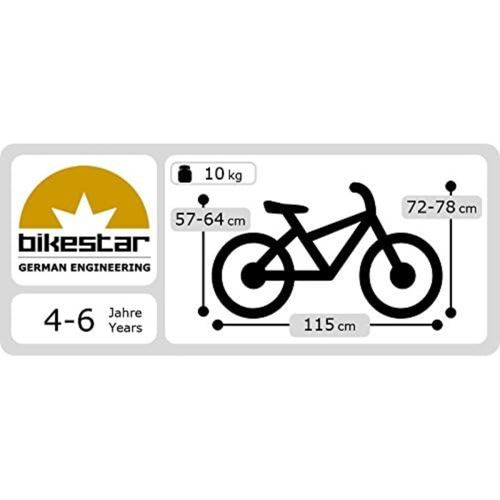 Дитяче велосипед BIKESTAR 16 дюймів для дівчаток та хлопчиків 4-5 років | Класичний дизайн | Без ризику тестування